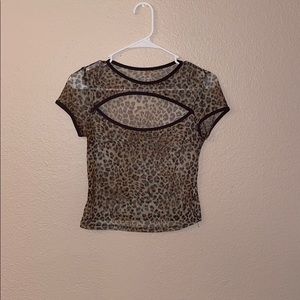 Leopard Sheer Crop Top